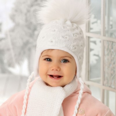 Detské čiapky zimné - dievčenské so šálikom - model - 1/722